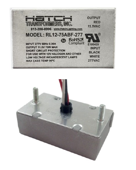 HATCH 75W Dimmable Electronic Transformer 120V Input / 12V Output  Bottom Wire Feed