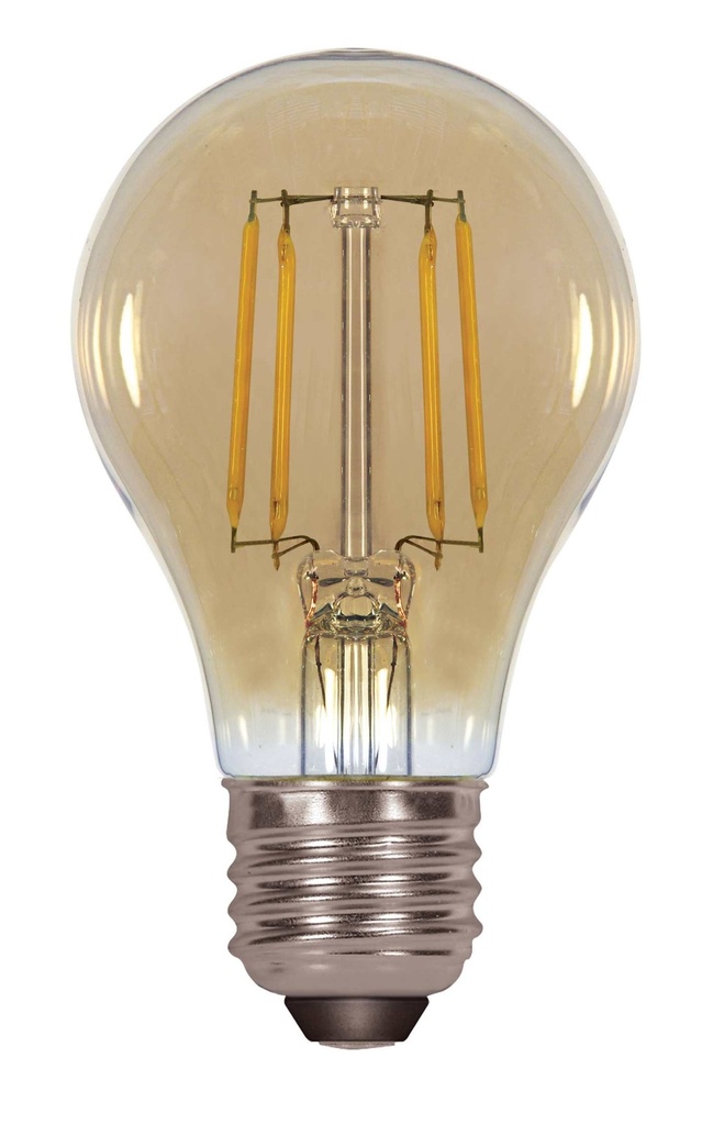 SATCO 4.5 Watt A19 LED Filament Amber Medium base 2000K 350 Lumens 120 Volt