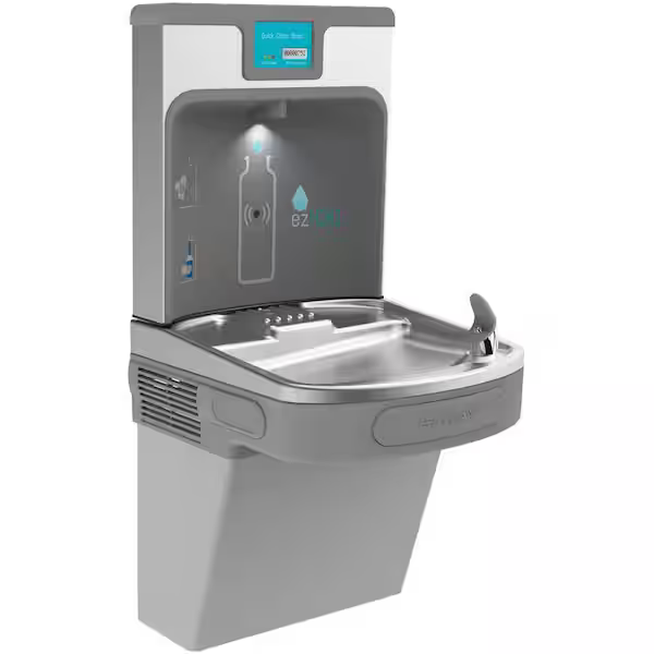 Elkay Enhanced EZH2O Drinking Fountain w/ Bottle Filling Station and Single ADA Cooler Filtered Refrigerated, Light Gray