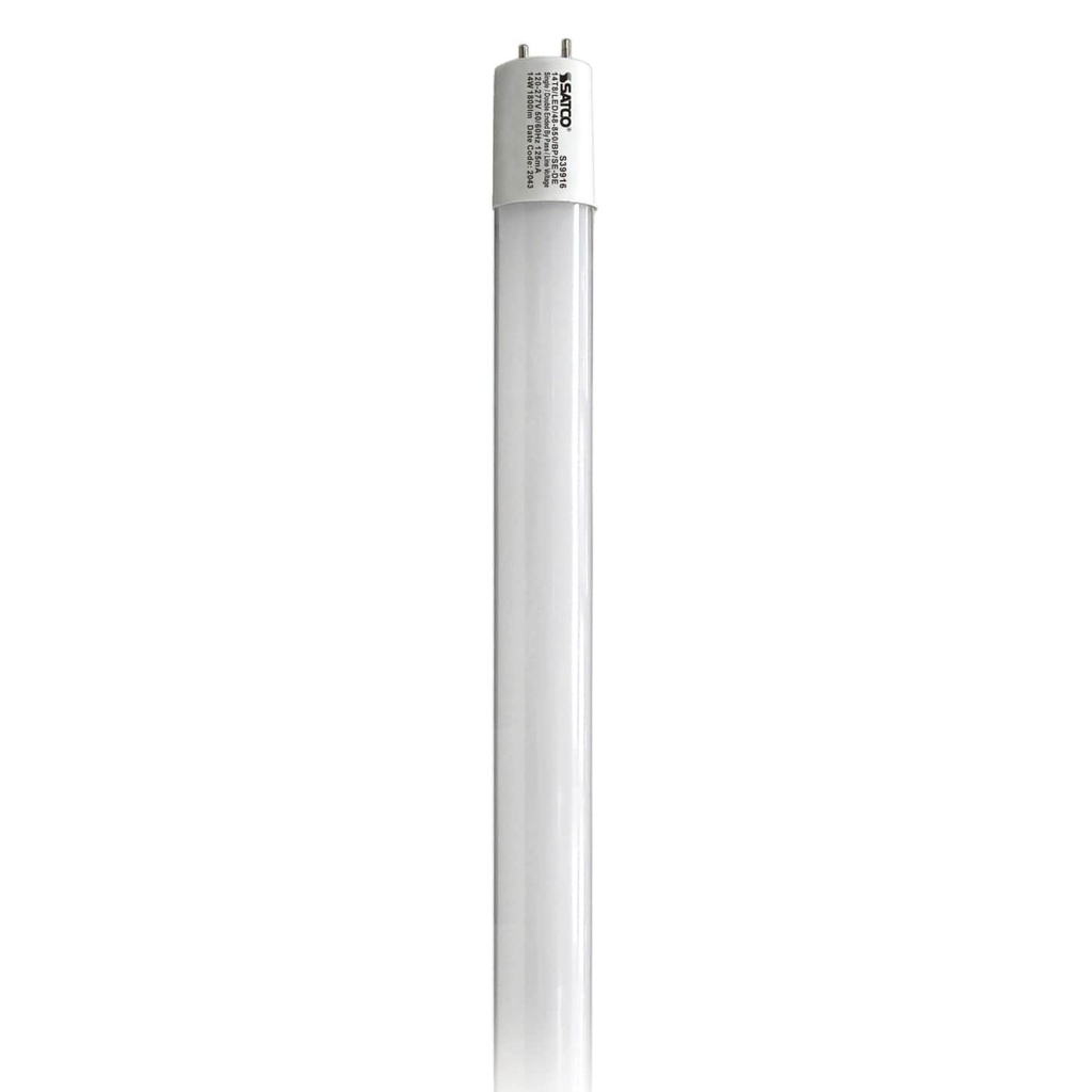 SATCO 14 Watt T8 LED; 4Ft; 5000K; Medium Bi Pin base; 50000 Average rated hours; 1800 Lumens; Type B; Ballast Bypass; Single or Double Ended Wiring