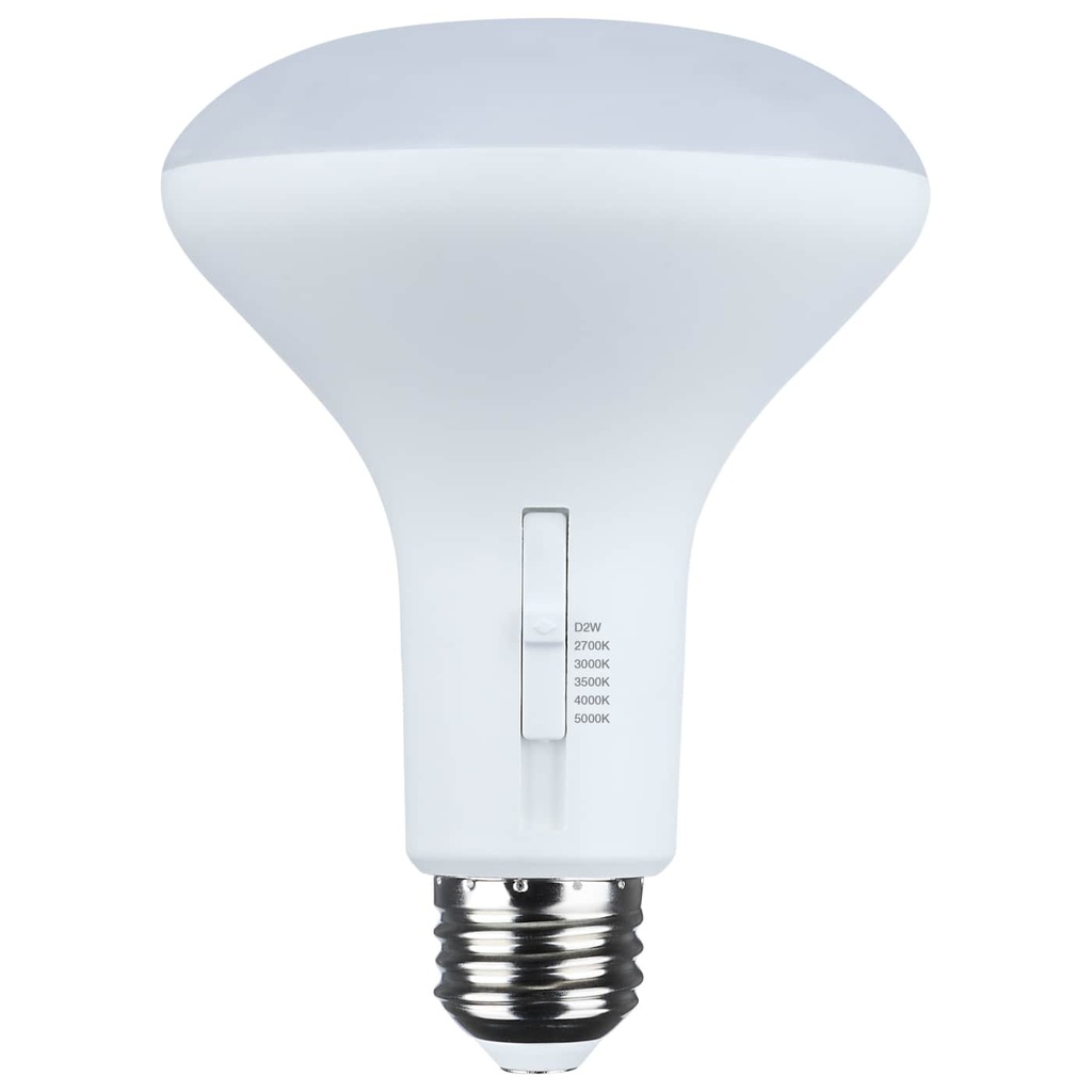 Satco 8.5 Watt BR30 LED; 27K/30K/35K/40K/50K CCT Selectable; Dim to Warm; White Finish; 120 Volt