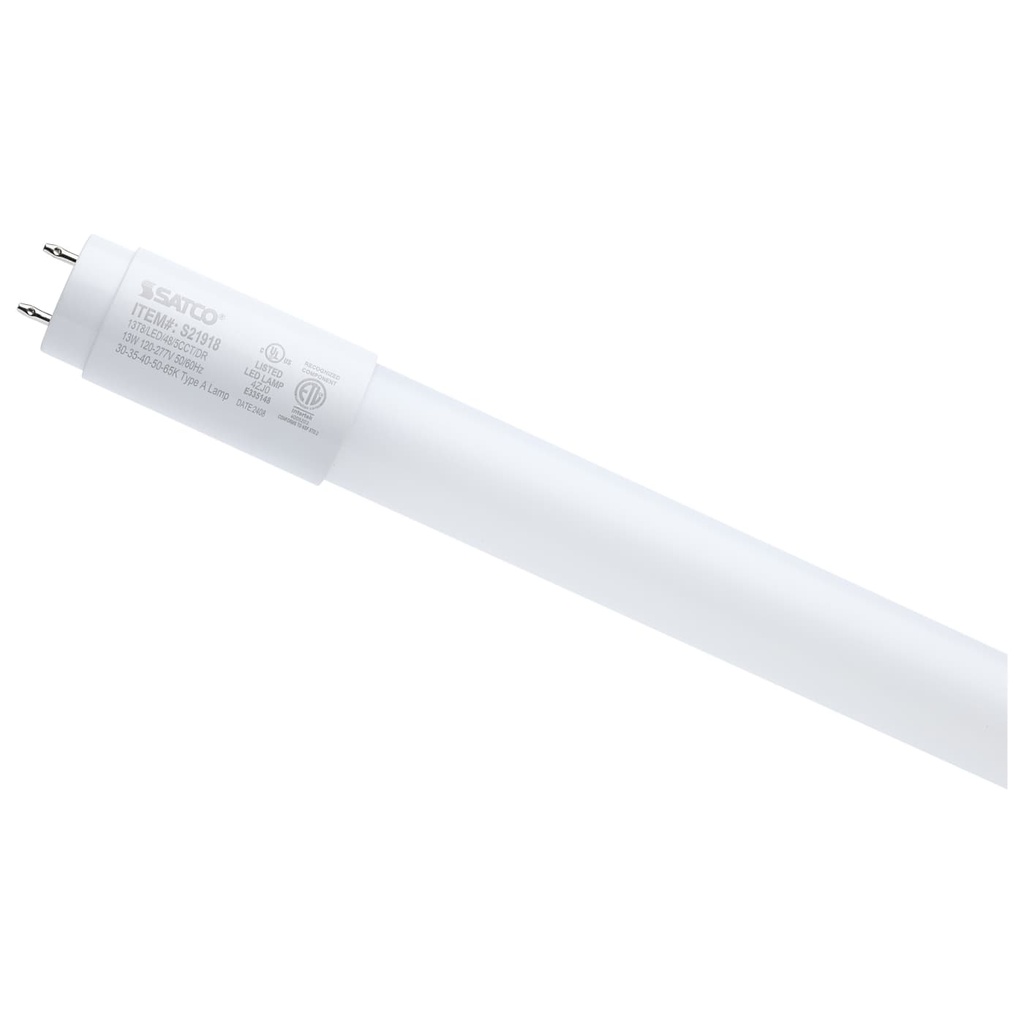 Satco 13 Watt; 4 Foot T8 LED; G13 Base; 30K/35K/40K/50K/65K CCT Selectable; Type A; Frost