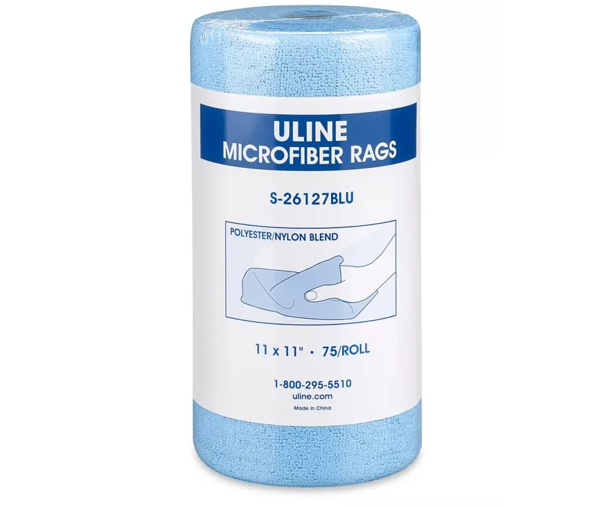 Microfiber Rags On A Roll - Blue (Case of 6/75 Sheets per Roll)