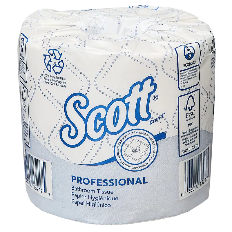 Scott Essential Toilet Paper & Tissue Roll 4X4 IN 2PLY White Core Standard (SRB) 473 Sheets/Roll 80 Rolls/Case