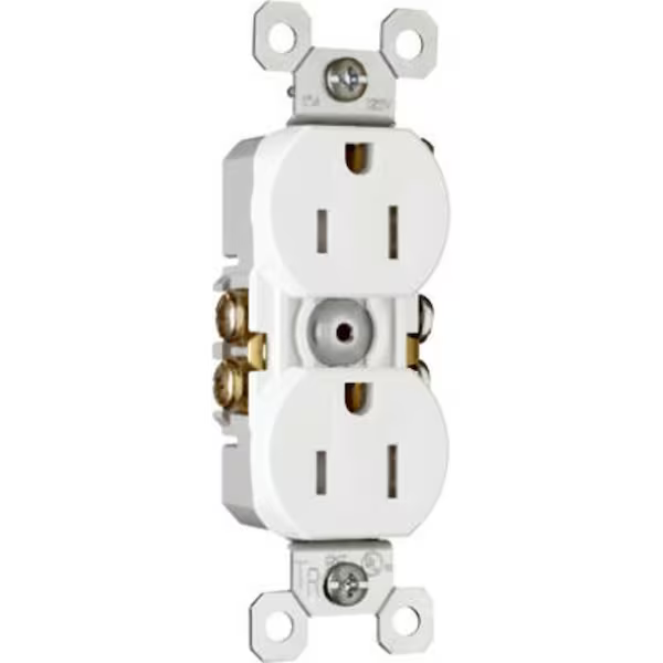Legrand Straight Blade Receptacle, 5-15R, 15 A, 125V AC, 2 Pole, 3 Wire, Self-Grounded