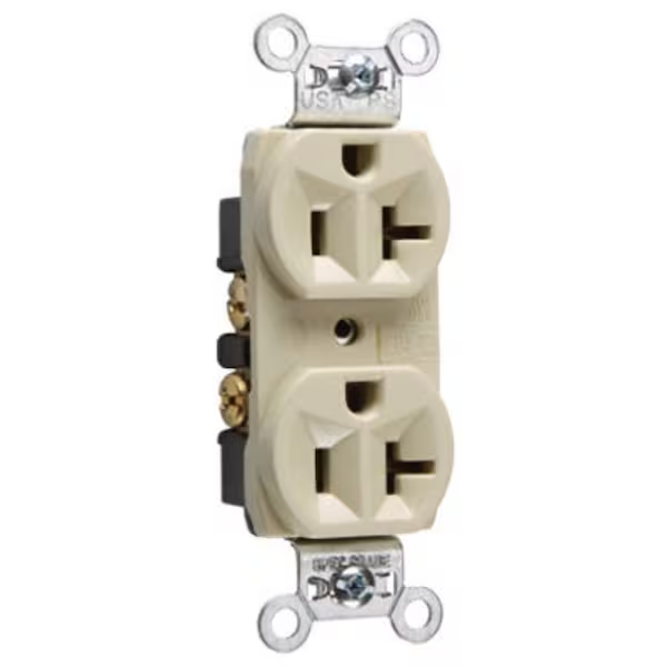 Legrand Straight Blade Receptacle, 5-20R, 20 A, 125V AC, 2 Pole, 3 Wire, Grounded