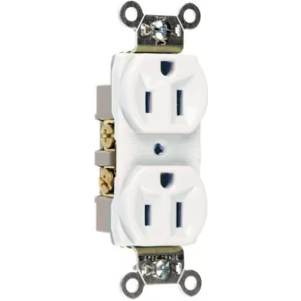 Legrand Straight Blade Receptacle, 5-15R, 15 A, 125V AC, 2 Pole, 3 Wire, Grounded