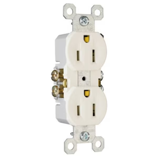 Legrand Straight Blade Receptacle, 5-15R, 15 A, 125V AC, 2 Pole, 3 Wire