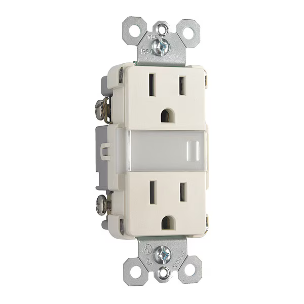 Legrand Straight Blade Receptacle, 5-15R, 15 A, 120/125V AC, 2 Pole, 3 Wire, Flush Mount, Grounded