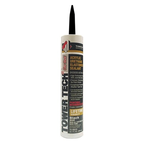 TOWER TECH² Elastomeric Sealant, Black, 7 to 14 days Curing, 40 to 140 deg F, 10.1 fl-oz Tube