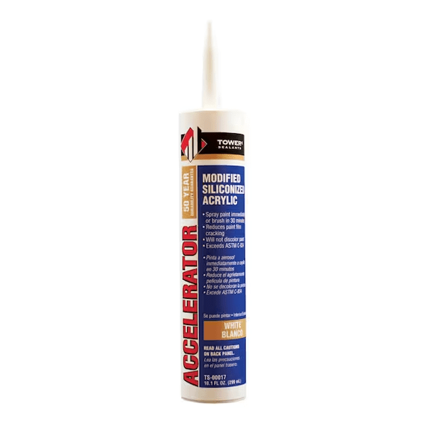 Tower Sealants Accelerator White Modified Siliconized Acrylic Sealant, 10.1 oz