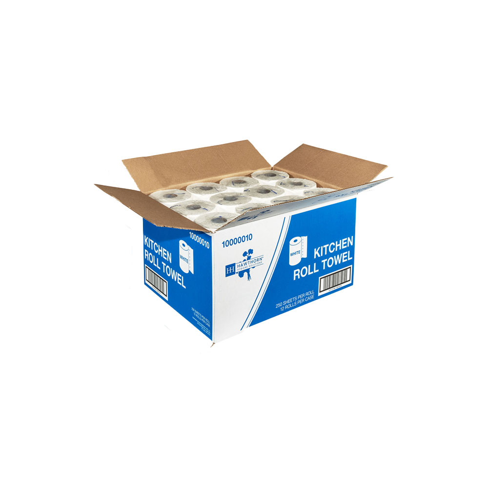 Hawthorn Paper 2-Ply Kitchen Roll Towel, White, 8" x 11" 12/250