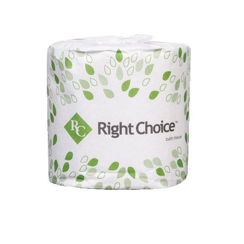 Right Choice Poly Wrap Standard Bath Tissue, 2 Ply, 500 Sheets, 4.0" x 3.7" 48/CS