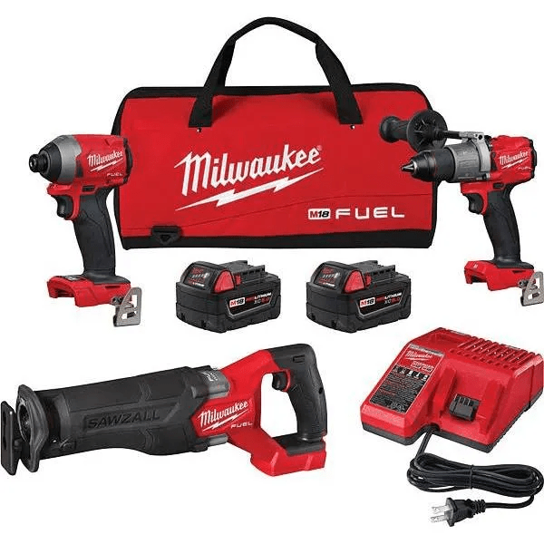 Milwaukee M18 Fuel Lithium-Ion Brushless Cordless Combo Kit With 5.0ah Batteries, Charger, And Tool Bag
