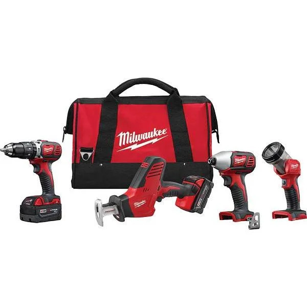 Milwaukee M18 Lithium-Ion Cordless Combo Tool Kit With 3.0ah Batteries, Charger, And Tool Bag