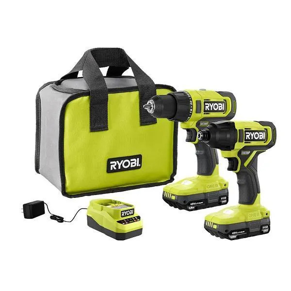 Ryobi One+ 18v Cordless 2-Tool Combo Kit With Drill/Driver, Impact Driver