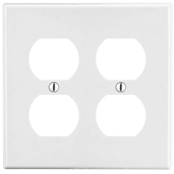 Hubbell 2-Gang Plastic Receptacle Wall Plate (25-Pack) (White)