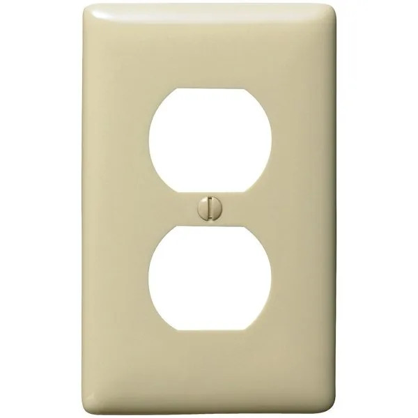 Hubbell 1-Gang Medium Size Duplex Wall Plate, Ivory