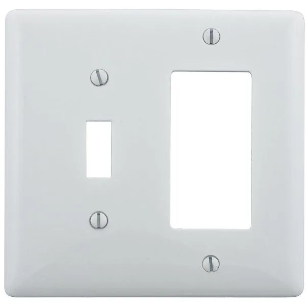Hubbell 2-Gang White Medium Size Toggle And Decorator Wall Plate