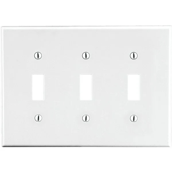 Hubbell 3-Gang Polycarbonate Thermoplastic Toggle Wall Plate (White)