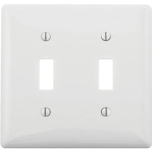 Hubbell 2-Gang Mid-Size Toggle Polycarbonate Wall Plate (25-Pack) (White)