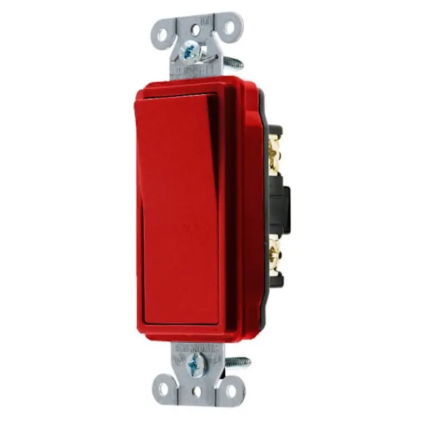 Hubbell 20 Amp Commercial Grade Decorator Switch, Double Pole, Red Package Of 10