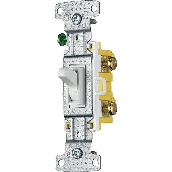Hubbell-Pro 15 Amp/120 Vac 2-Position Toggle Switch, White, Package Of 10