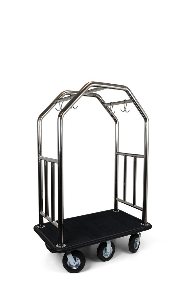 Six Wheel Estate Series Bellman's Cart; Stainless Steel - 8" pneumatic wheels