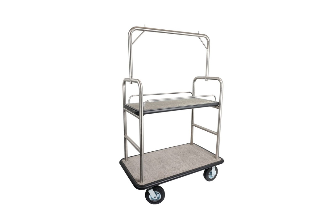Dual Deck Bellman's Cart; Dual Grey/ Black Carpet, 8" pneumatic wheels