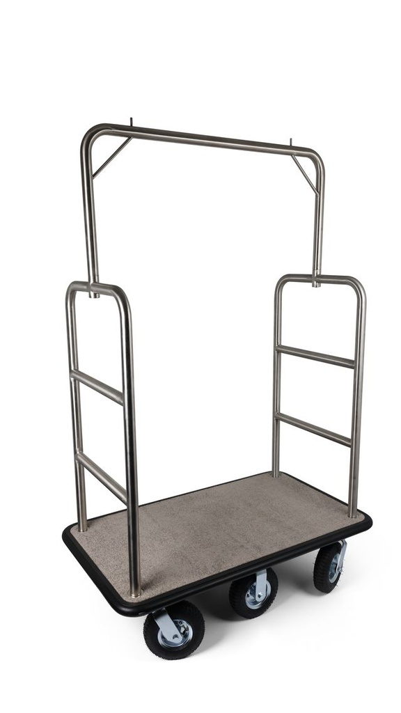 Six Wheel Midtown Series Bellman's Cart; Grey/Black Carpet; 8" pneumatic wheels