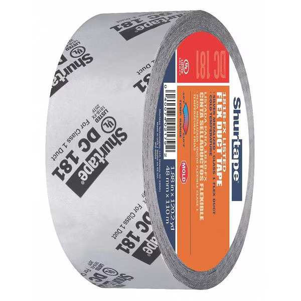 Shurtape Duct Tape, Silver, 120-1/4 yd L, 1-7/8 in W
