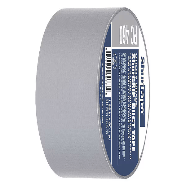 Shurtape Duct Tape, Silver, 60-1/8 yd L, 1-7/8 in W