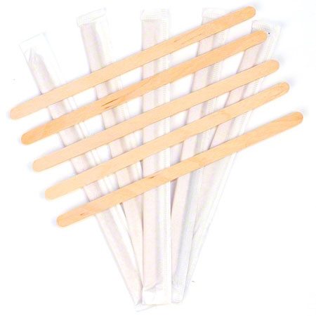 Rofson Paper Wrapped Wood Stirrer - 5 1/2"