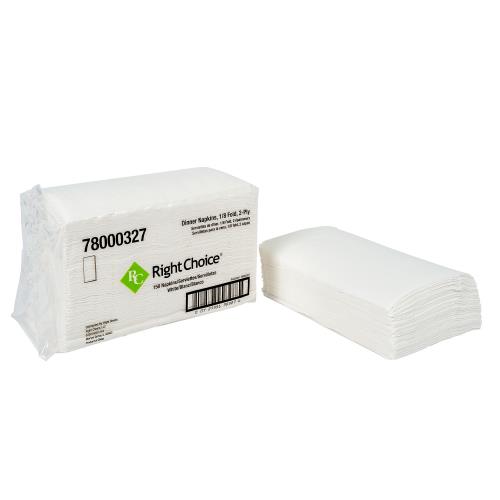 Right Choice™ Dinner Napkin 2-Ply 1/8 Fold, White, 14.2" x 16.5" 20/150/CS