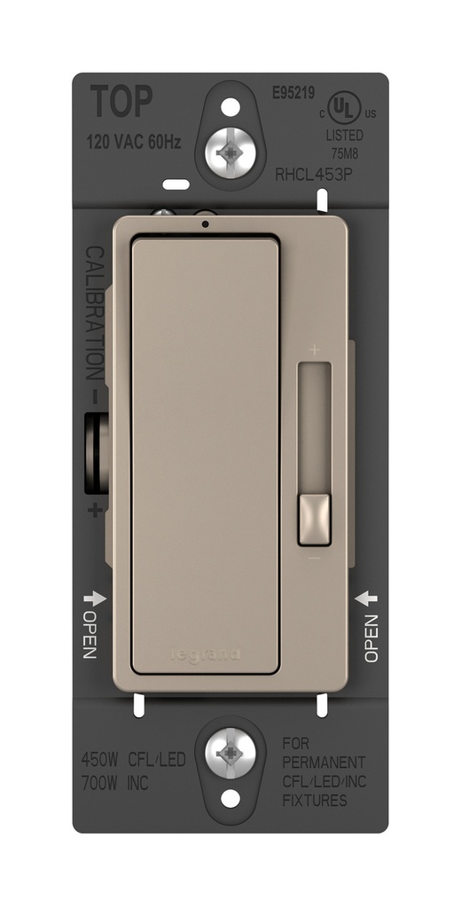 Legrand radiant 450W Rocker Dimmer for LED/CFL/Halogen/Incandescent Bulbs, 3-Way/1-Pole, Nickel