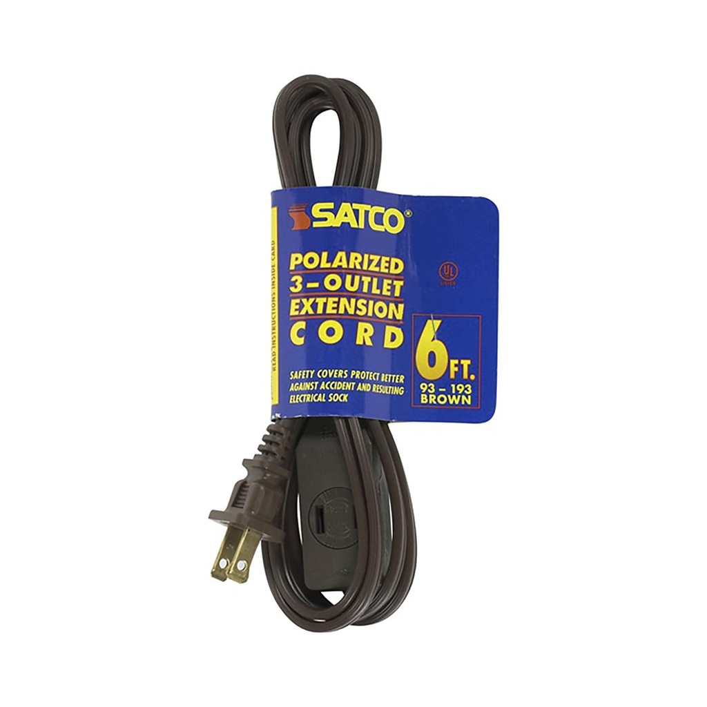 Satco 6' Brn Extesion Cord 16/2