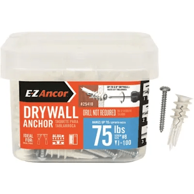 E-Z Ancor Twist-N-Lock 75 lbs. Drywall Anchors (100-Pack)