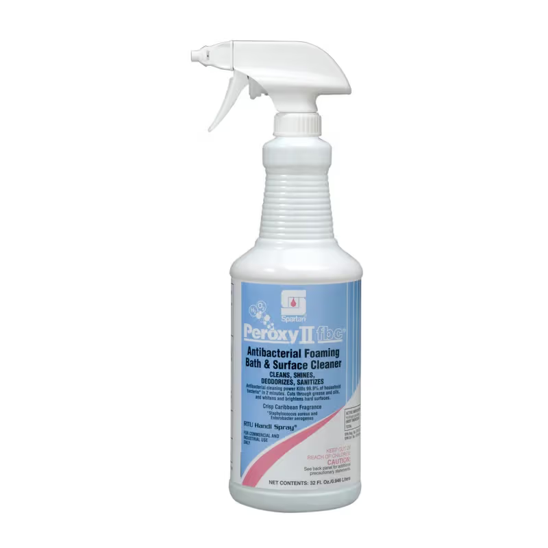 Spartan Peroxy II Caribbean Fragrance Restroom Cleaner One-Step Disinfectant 1 QT Multi Surface Acidic RTU Hydrogen Peroxide Antibacterial 12/Case