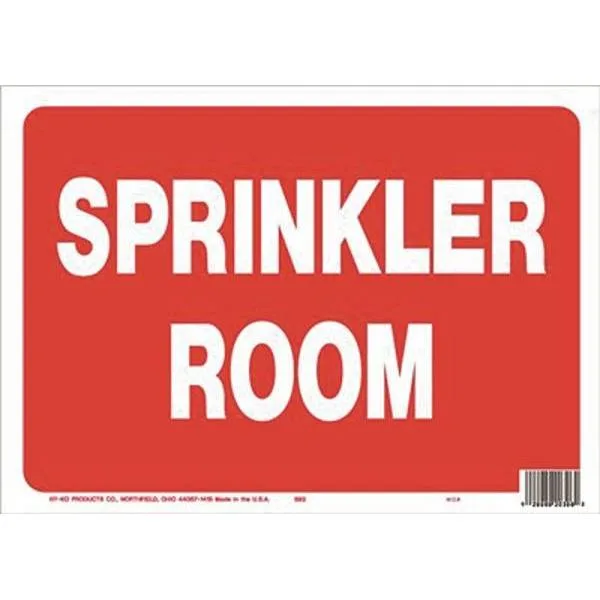 Hy-Ko Sprinkler Room Sign 10" X 14" Polystyrene