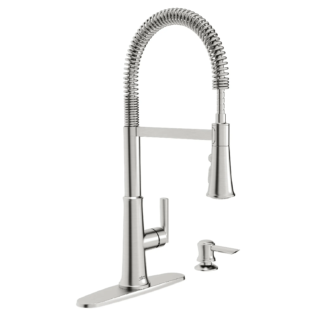 American Standard Gladden Semi-Pro Dual Spray Kitchen Faucet with Deck Plate and Soap Dispenser