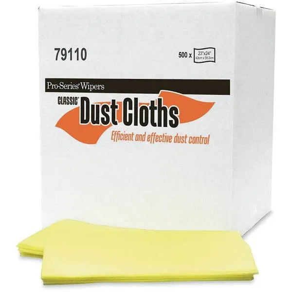 Pro-Series Wipers 1/8-Fold Classic Yellow Dust Cloth Wipers, 23" X 24", Pack of 50