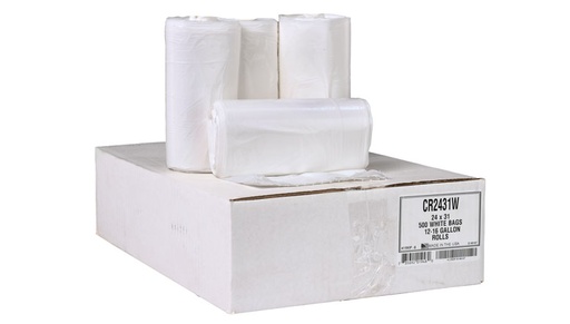 [CR2431W ] Can Liner 15x9x31 White - 0.50 mil - 500  per case