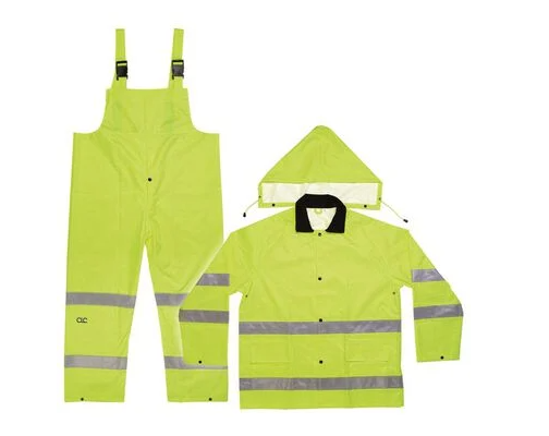[284291 ] Custom Leathercraft CLC 3-PIECE HI-VIZ ANSI Class 3 Polyester Rain Suit Size X-Large
