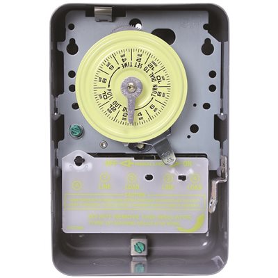 [T104D89] Intermatic T100 Series 40 Amp 24-Hour Indoor Mechanical Timer with Double Pole Single Throw Switching 240 VAC, Gray