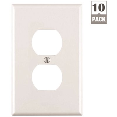 [100356784 - M52-00PJ8-0WM] Leviton 1-Gang White Midway Duplex Outlet Nylon Wall Plate (10-Pack)