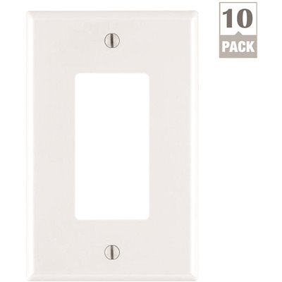 [100356780 - M52-0PJ26-0WM] Leviton Decora 1-Gang White Decorator/Rocker Midway Nylon Wall Plate (10-Pack)