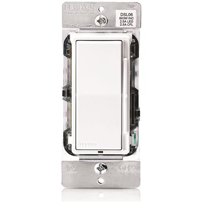 [2478591 - 011-DSL06-1LZ] Leviton Decora Slide Dimmer for 300-Watt Dimmable LED, 600-Watt Incandescent/Halogen, White w/ Color Change Kits Included