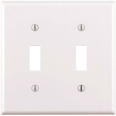 [609314 - R52-88009-00W] Leviton White 2-Gang Toggle Wall Plate (1-Pack)