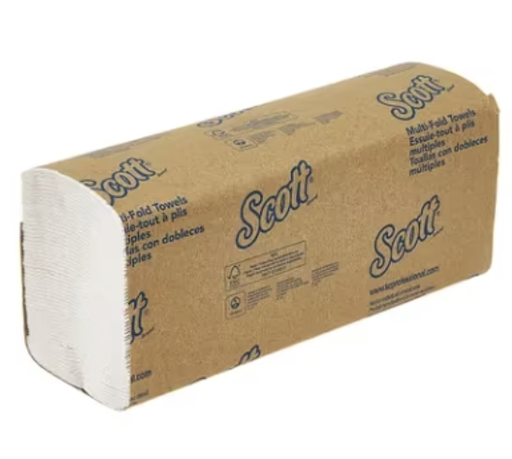 [018070] Scott® Folded Paper Towel 9.2x9.4 In White Multifold 250 Sheets/Pack 16 Packs/Case 4000 Sheets/Case