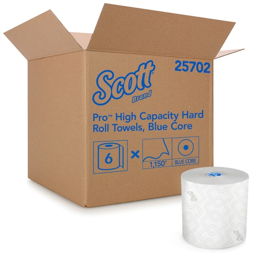 [25702 ] Scott® Roll Paper Towel Mod 7.5x7.5 In 1150 Ft 1ply White Blue Hardwound Blue Code 1150 Sheets/Roll 6 Rolls/Case